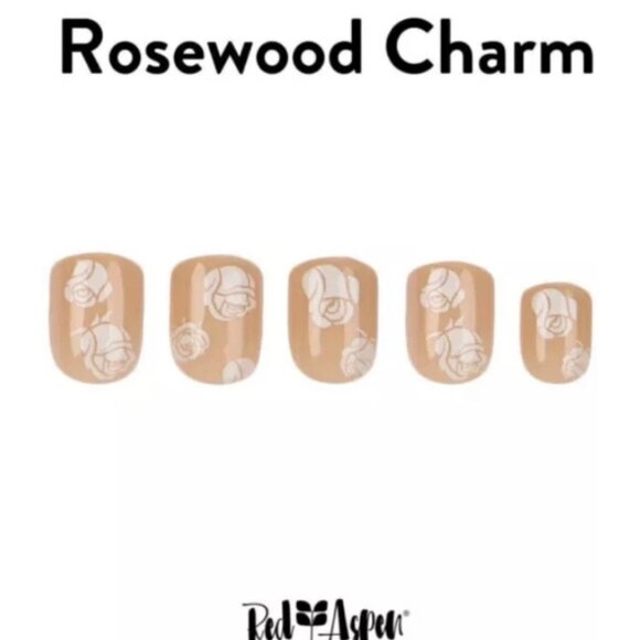 Red Aspen Rosewood Charm Reusable Nail Dashes Floral Design - Picture 7 of 7